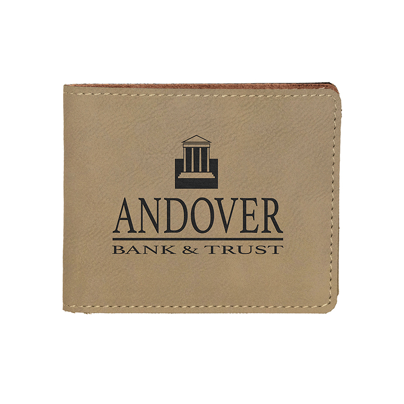 محفظة رجالية من الجلد قابلة للطي بالليزر مع جيب للعملات المعدنية