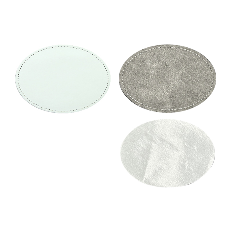 3 1/2 بوصة × 2 1/2 بوصة رقع جلدية بيضاوية التسامي مع مادة لاصقة