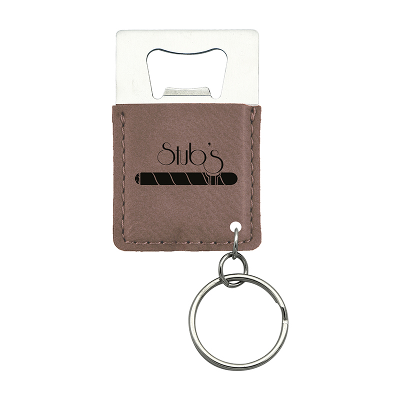 Laserable Leatherette Rectangle Bottle Opener Keychain